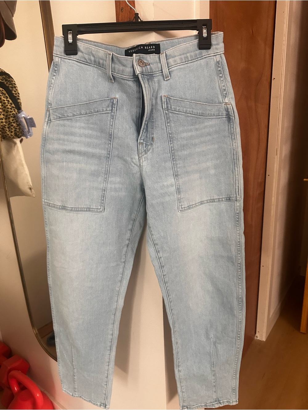 Veronica Beard Light Blue Denim Jeans with Patch Pockets